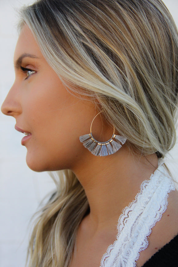 Grey Tassel Earring