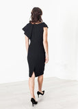 Asymmetric Dress in Cream/Black